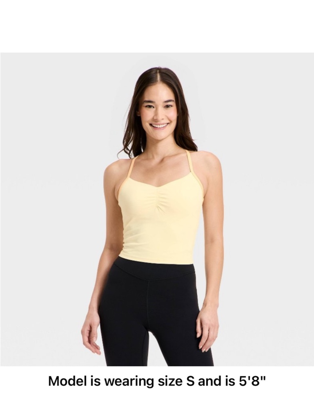 all in motion Light Yellow Ruched Cami Tank Top